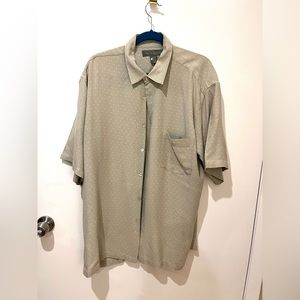 Tori Richard Honolulu Beige Tropical Short Sleeve Button Down Shirt Sz XL Mens